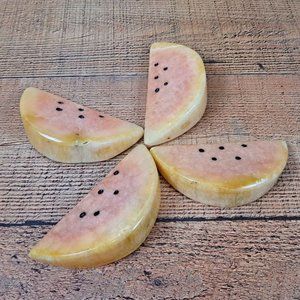 Vintage Alabaster Watermelon Slices 4 Pieces